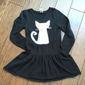 Gymboree Black Dress with White Cat Design